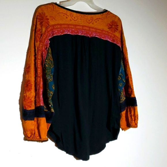 Free People Tripoli High Low Top in Black and Orange, Size xs - Picture 11 of 15